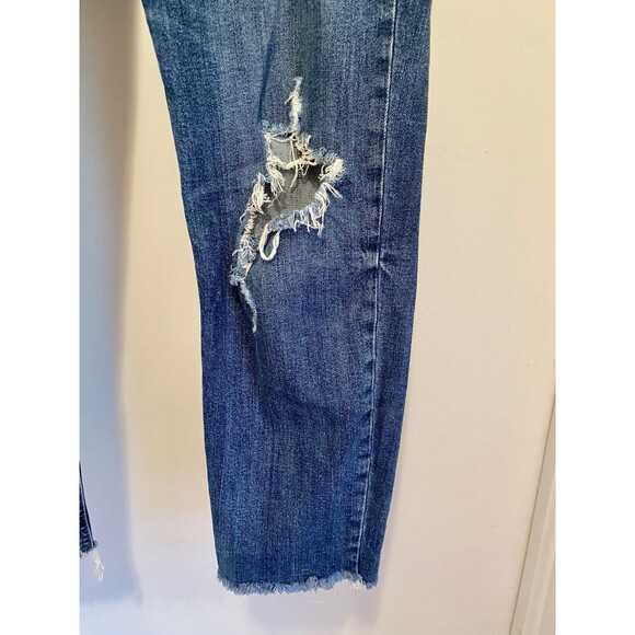 Old Navy Jeans Mid Rise Boyfriend Womens Size 10 Cobalt Med Wash Distressed Crop - Picture 4 of 8
